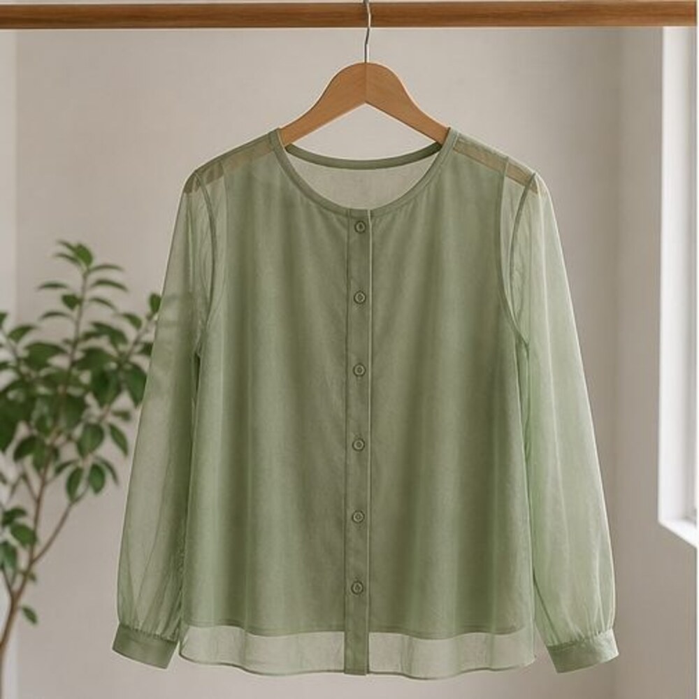 Sage Pleated Blouse